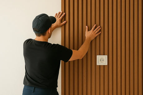 Man die akupanelen monteert met akupanel stopcontact in het midden