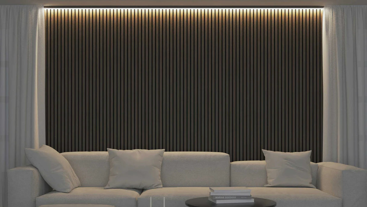 Akoestische panelen 270x60 cm - Eiken Dark Walnoot