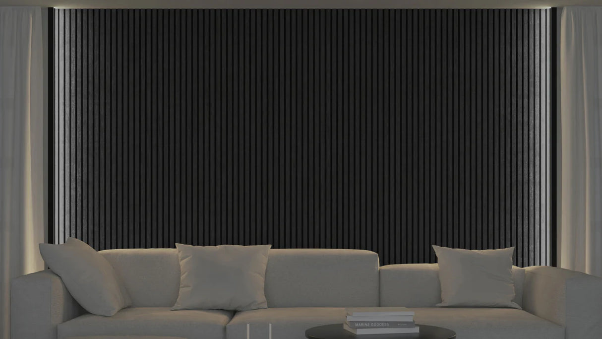 Akupanel - LED afwerkeindlat voor plafond en zijkant- Eiken Zwart 270 cm