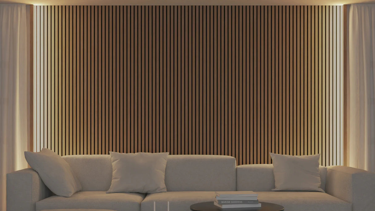 Akupanel - LED afwerkeindlat voor plafond en zijkant - Eiken Mokka 270 cm