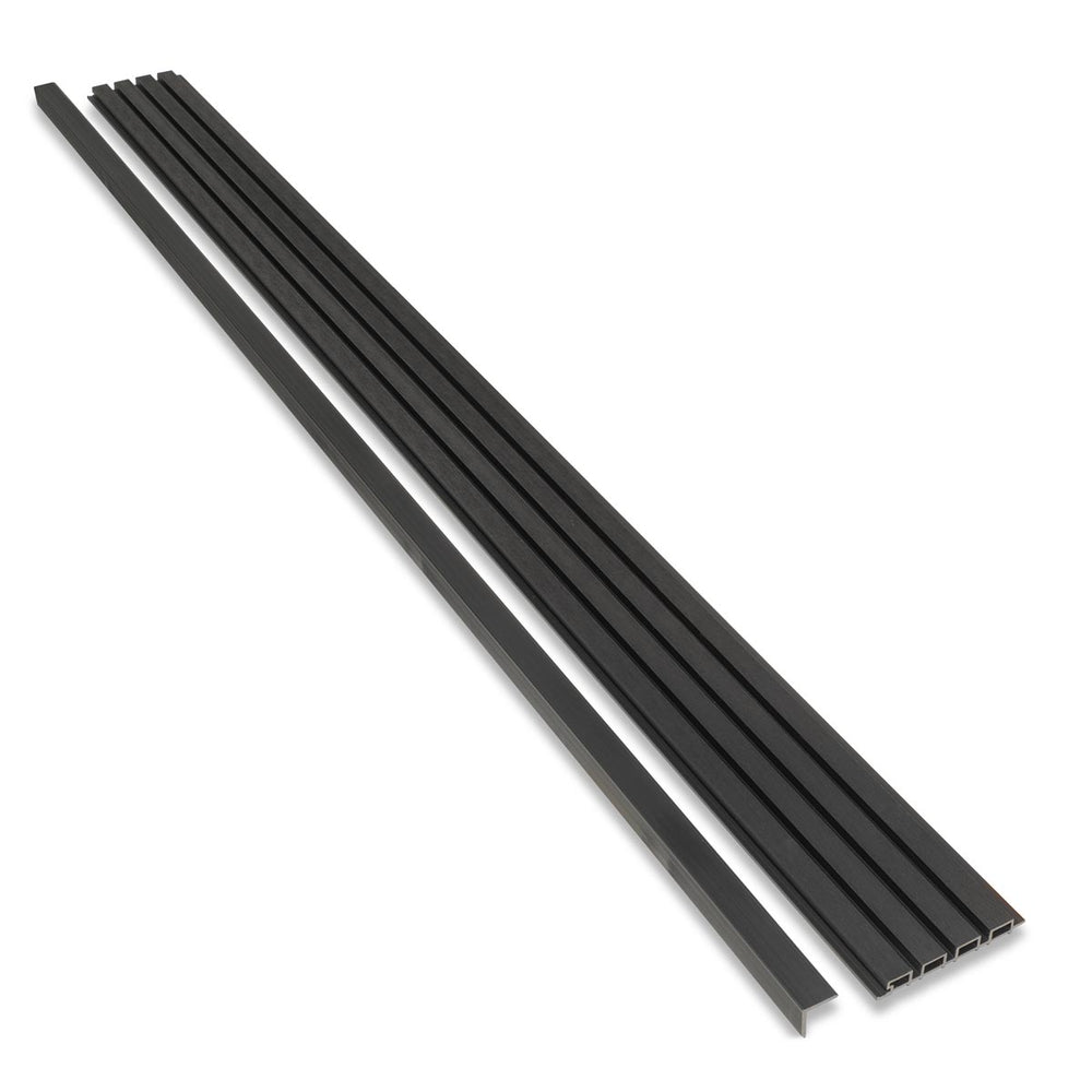 Composiet Gevelbekleding Zwart Lattenwand Wandpanelen 290 x 22 cm