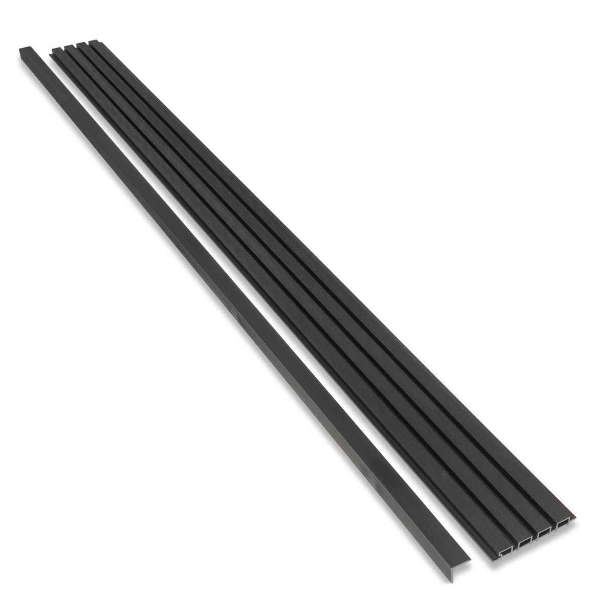 Composiet Gevelbekleding Zwart Lattenwand Wandpanelen 290 x 22 cm