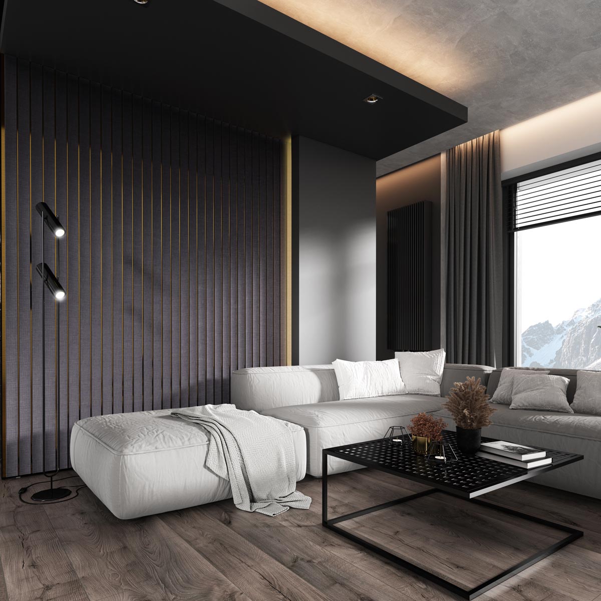 3D Kunststof Wandpanelen Antraciet Lumière Collection 270 x 12 cm