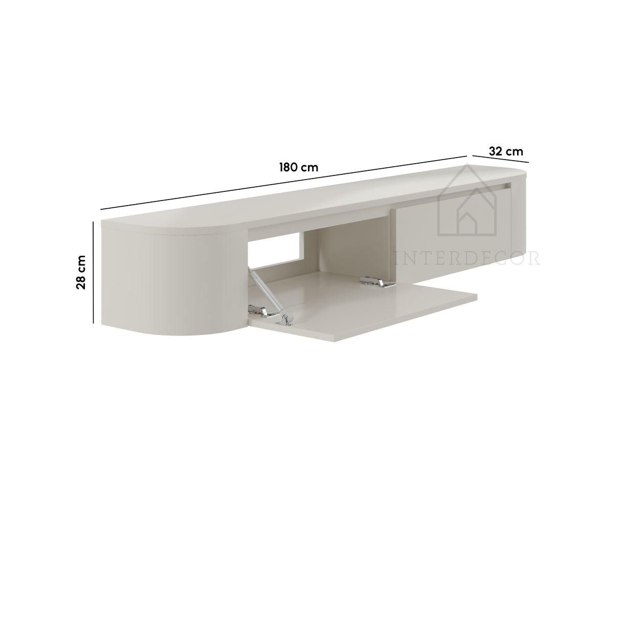 Dulce curved TV-Meubel zwevend beige 180 cm