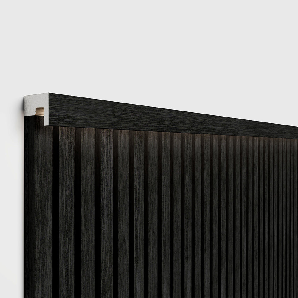 Akupanel - LED afwerkeindlat voor plafond en zijkant- Eiken Zwart 270 cm