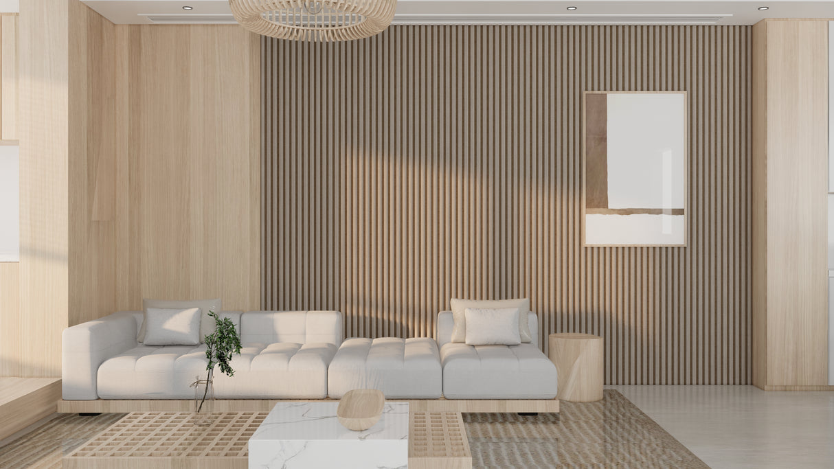 Akoestische Suede Space Panelen 280x60 cm - Beige