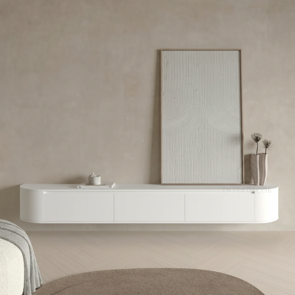 Aura curved TV-Meubel zwevend wit 240 cm