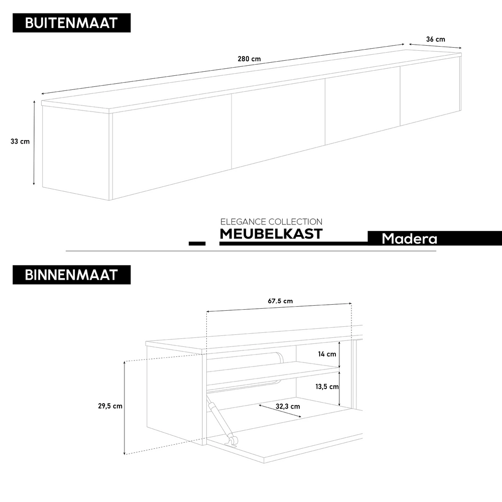 Madera TV-Meubel zwevend dune 280 cm