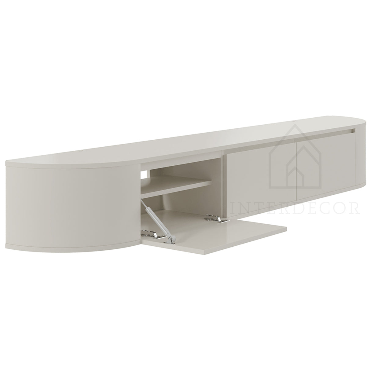 Aura curved TV-Meubel zwevend beige 240 cm