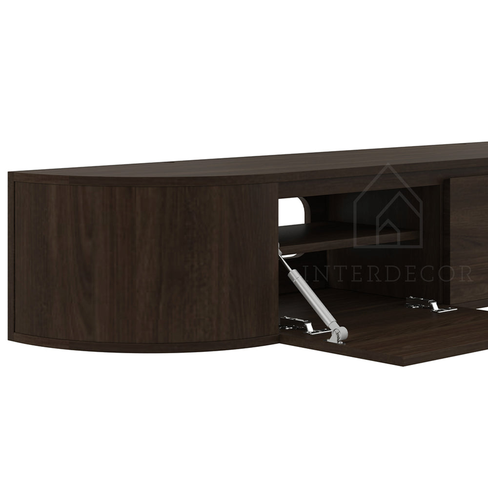 Aura curved TV-Meubel zwevend walnut 240 cm