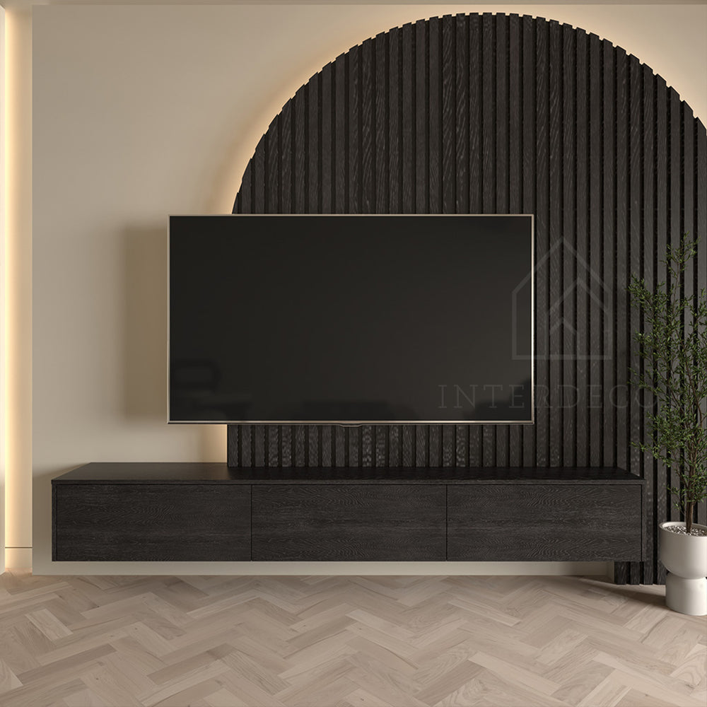 Madera TV-Meubel zwevend zwart 280 cm