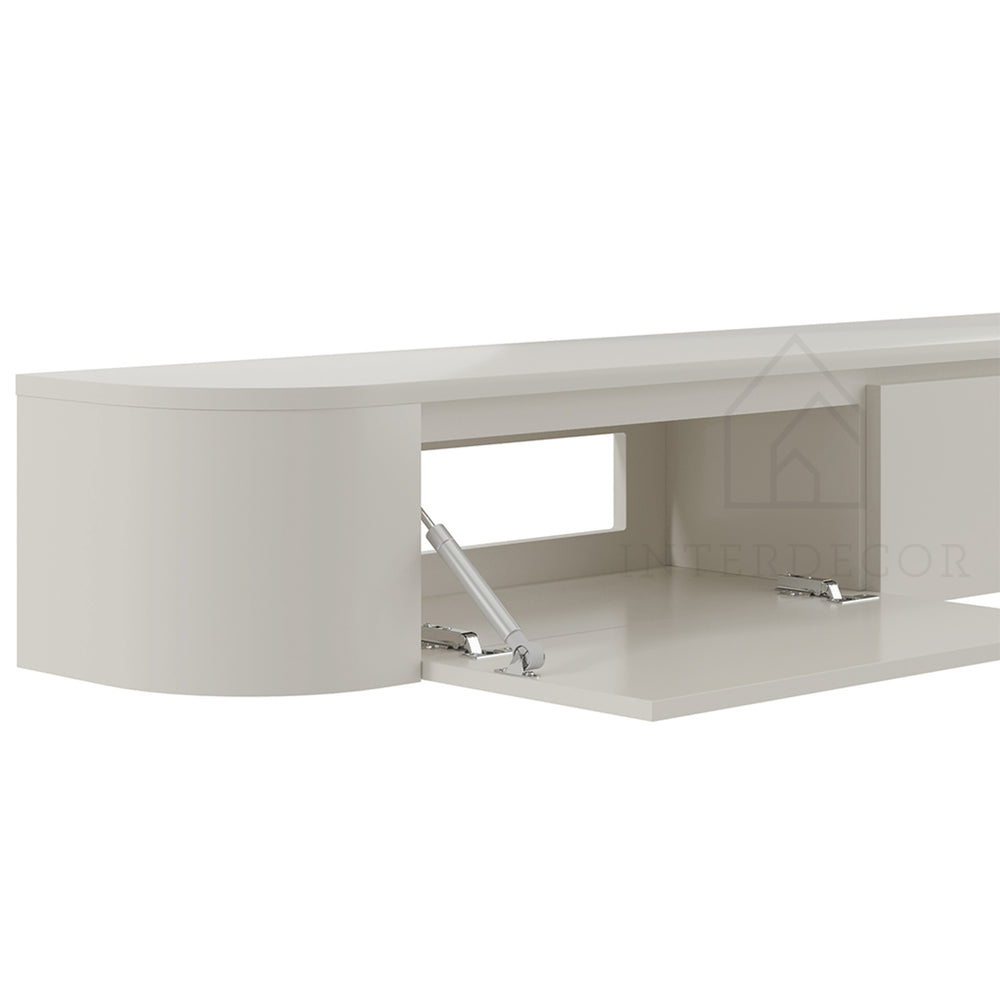 Dulce curved TV-Meubel zwevend beige 280 cm