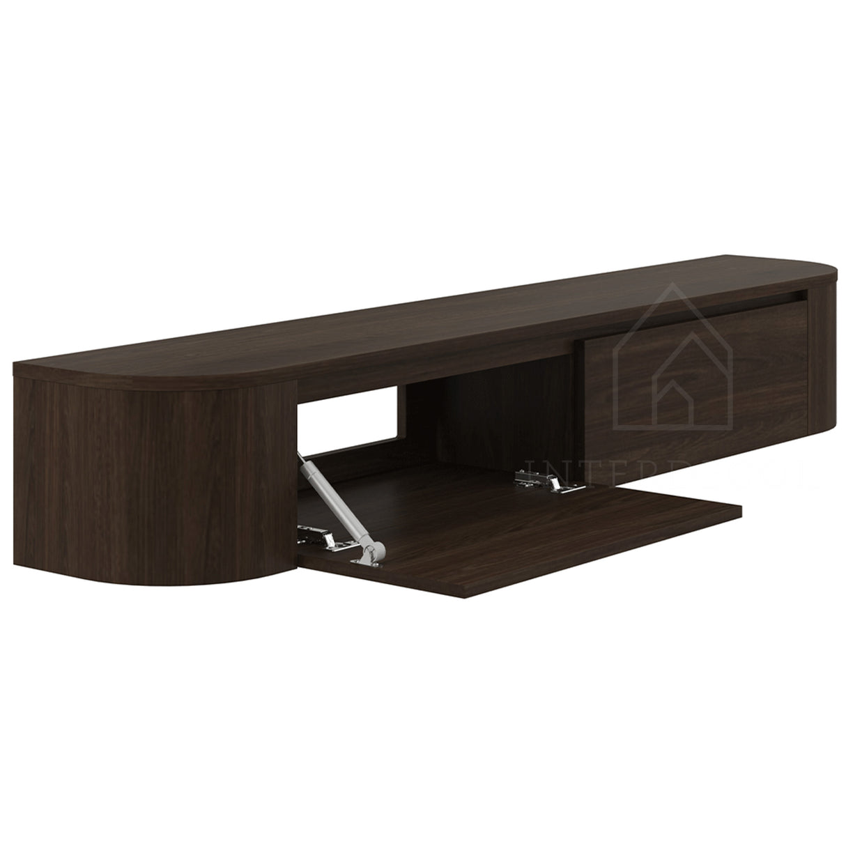 Dulce curved TV-Meubel zwevend walnut 180 cm