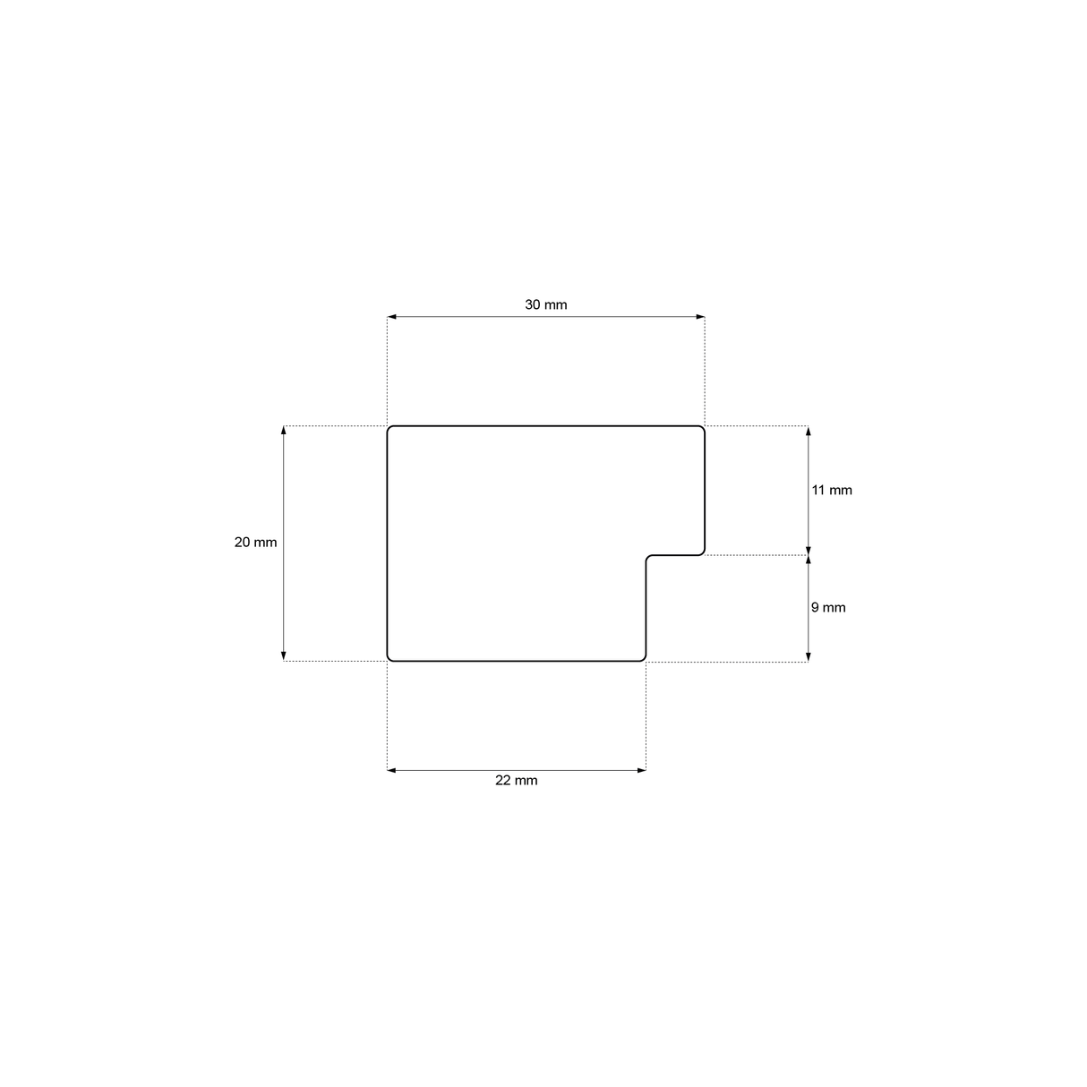 Eindlat 270 x 2.2 cm - Eiken Zwart