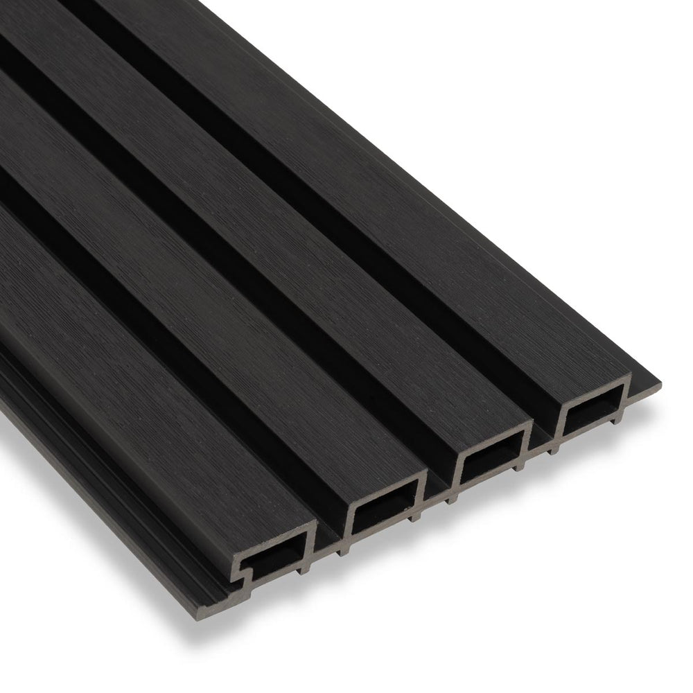 Composiet Gevelbekleding Zwart Lattenwand Wandpanelen 290 x 22 cm