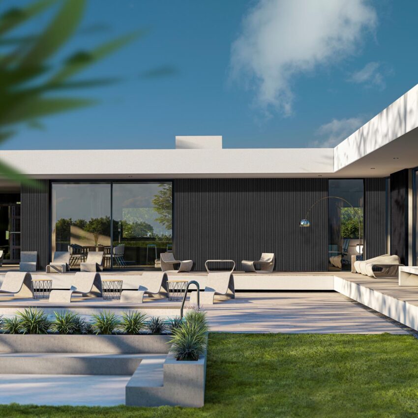 Composiet Gevelbekleding Zwart Lattenwand Wandpanelen 290 x 22 cm