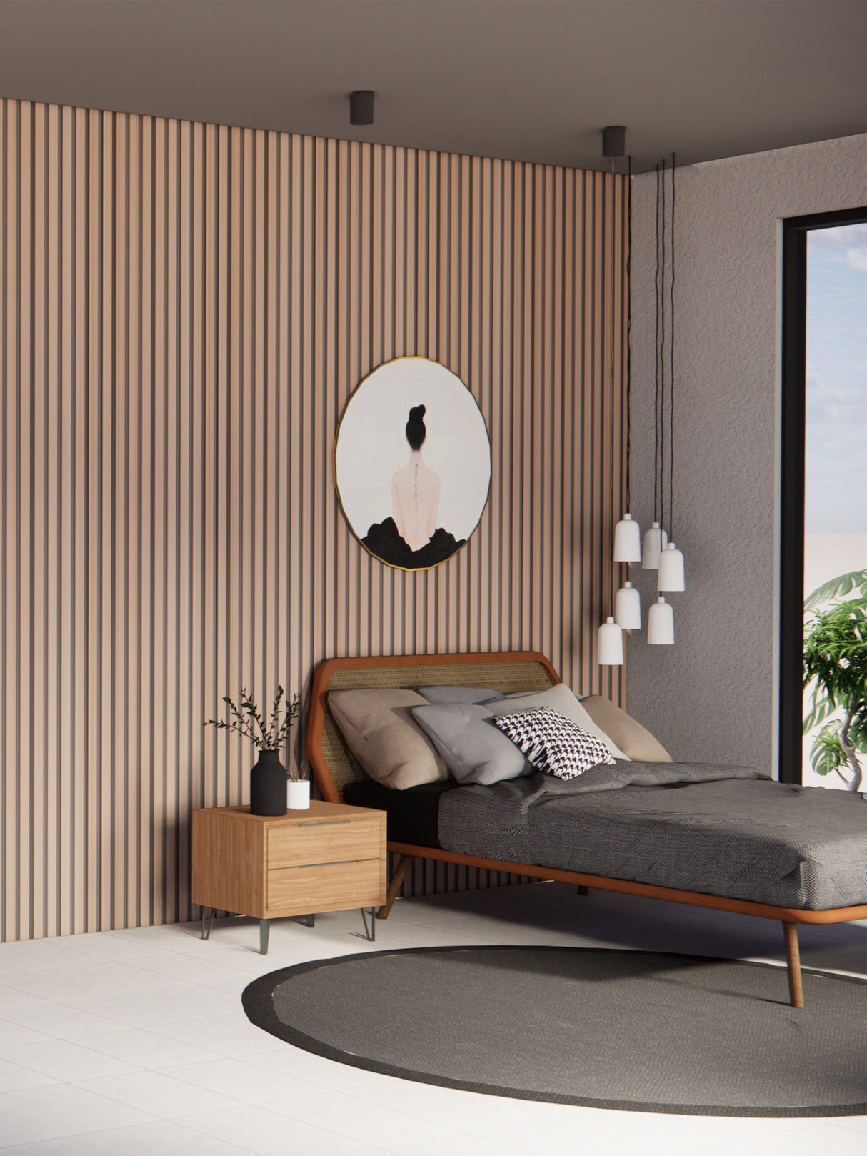 Akoestische panelen 280 x 60 x 2.4 cm - Eiken Naturel Grijs Vilt