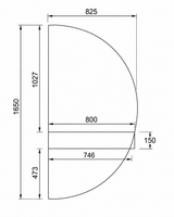 Halve Maan spiegel rechts 165 cm