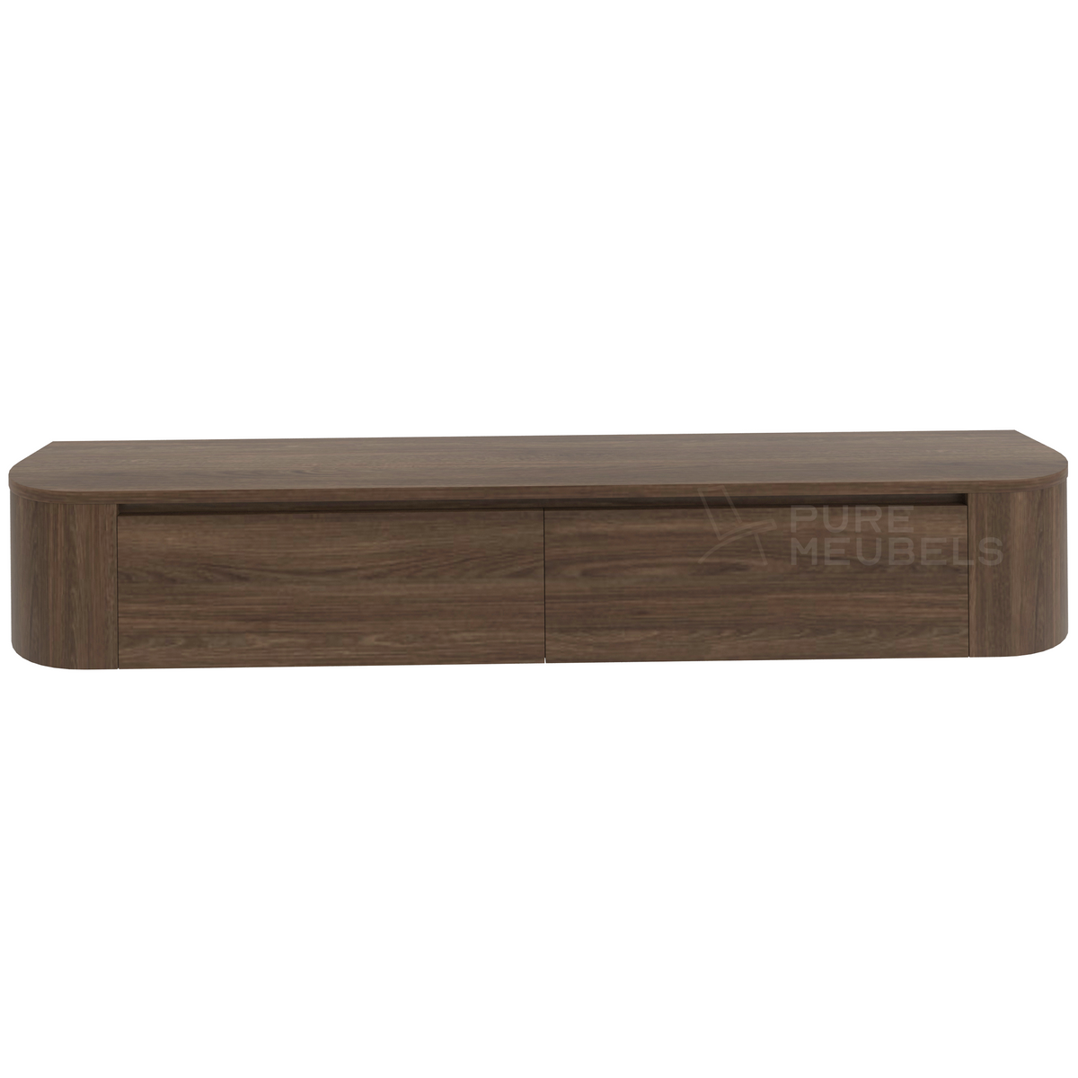 Dulce curved TV-Meubel zwevend walnut 200 cm
