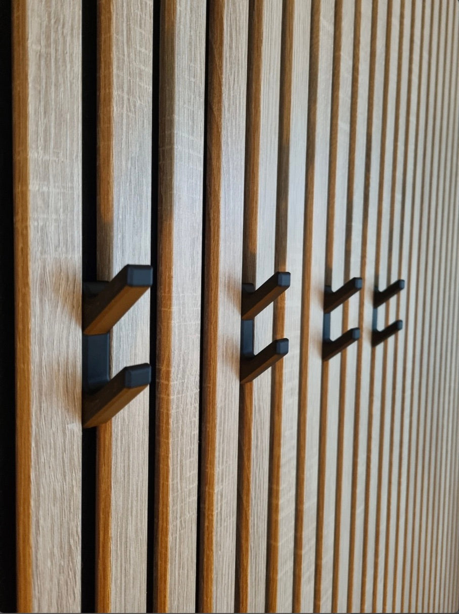 Akupanel Dubbele Haak - Jashaak - Wandhaak - Zwart