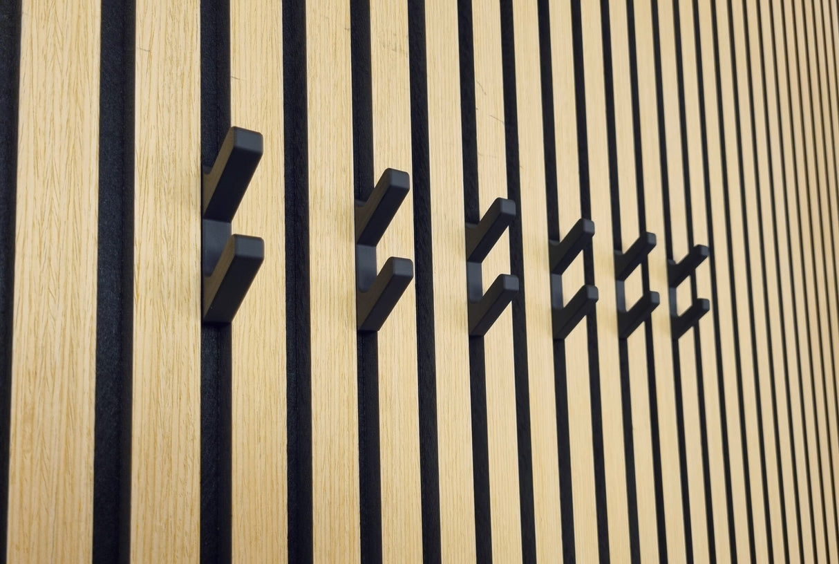 Akupanel Dubbele Haak - Jashaak - Wandhaak - Zwart
