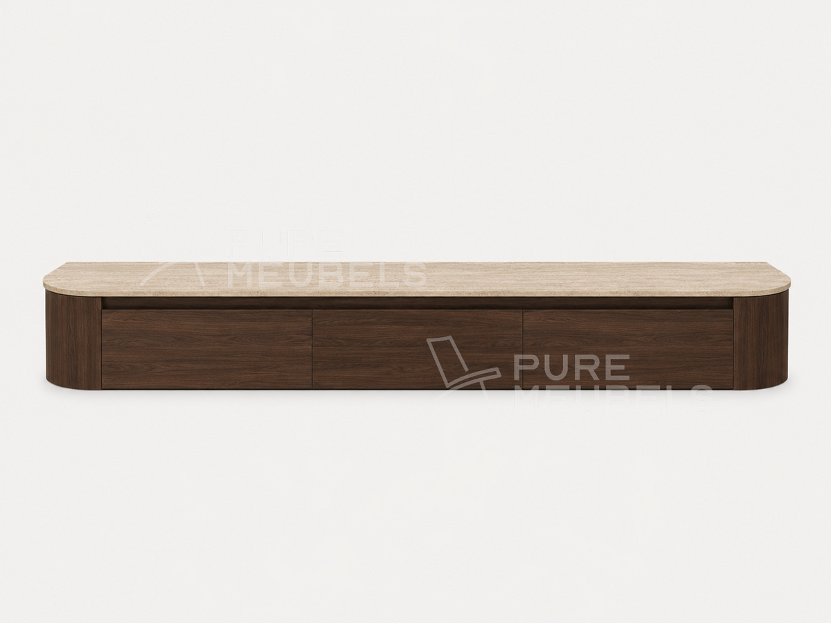 Dulce Japandi Tv-meubel 200 x 32 x 28 cm - Walnoot Travertine