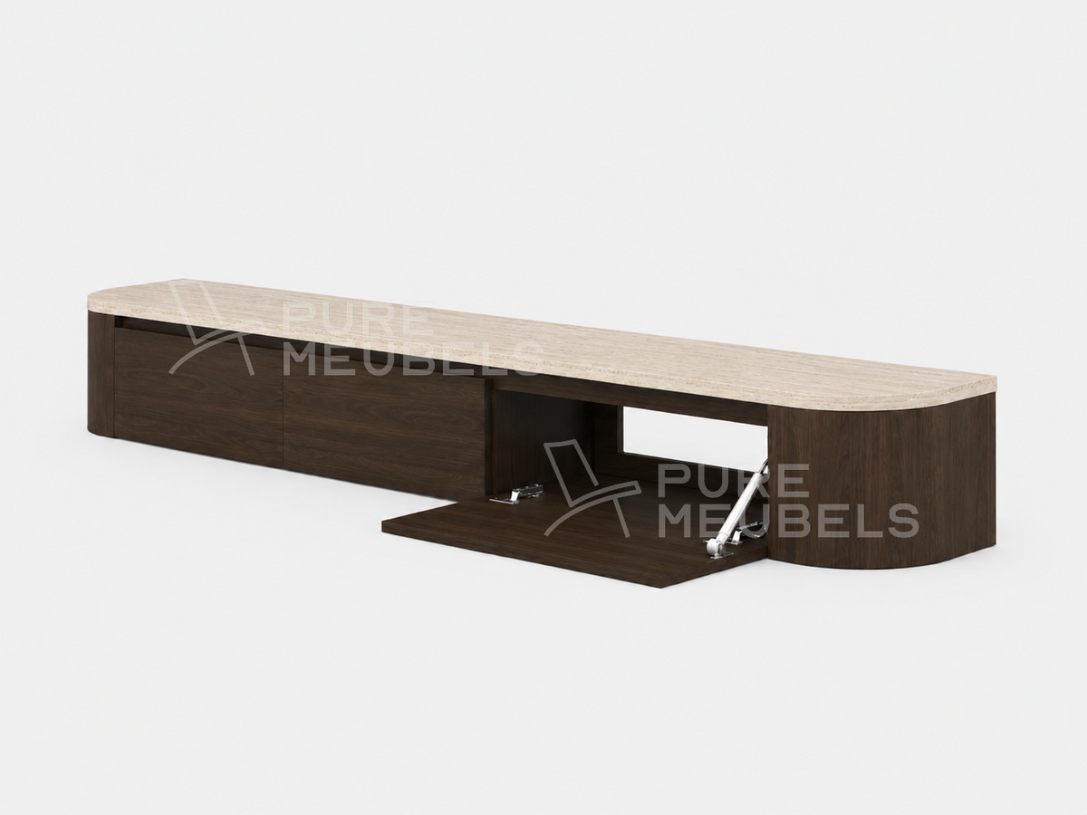 Dulce Japandi Tv-meubel 200 x 32 x 28 cm - Walnoot Travertine