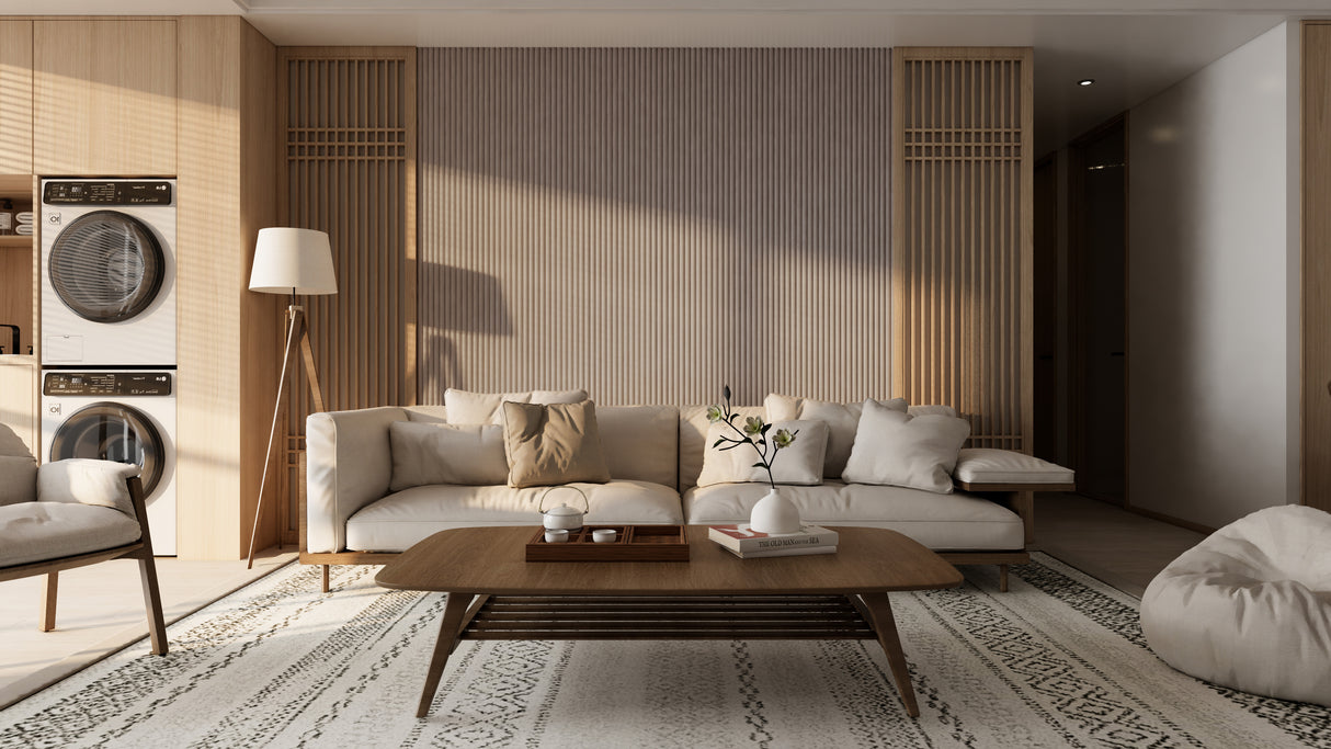 Akoestische panelen 280x60 cm - Beige solid velvet