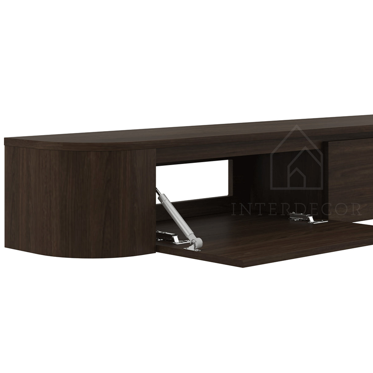 Dulce curved TV-Meubel zwevend walnut 280 cm