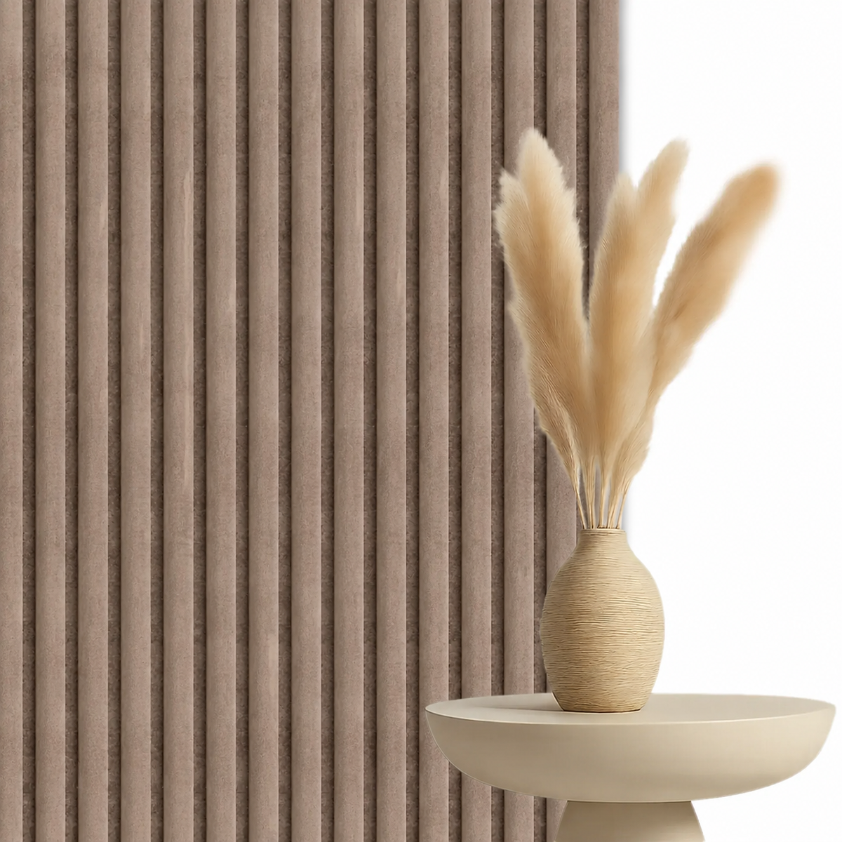 Akoestische Brushed Suede Space Panelen 280 x 60 x 2.1 cm - Mokka