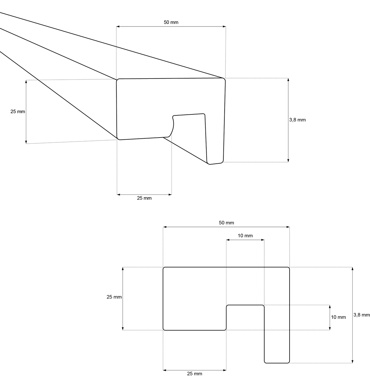 Akupanel - LED afwerkeindlat voor plafond en zijkant - Eiken Mokka 270 cm