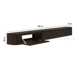 Dulce curved TV-Meubel zwevend walnut 272 cm